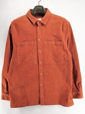 Kotn Corduroy Shirt Jacket Mens Large Rust Orange Long Sleeve Overshirt Button